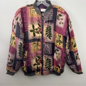 Vintage 100% Silk Botanical Print Coat